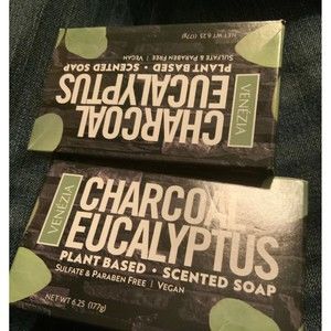 Vegan Eucalyptus Charcoal Body Soap Two Bars NWOT